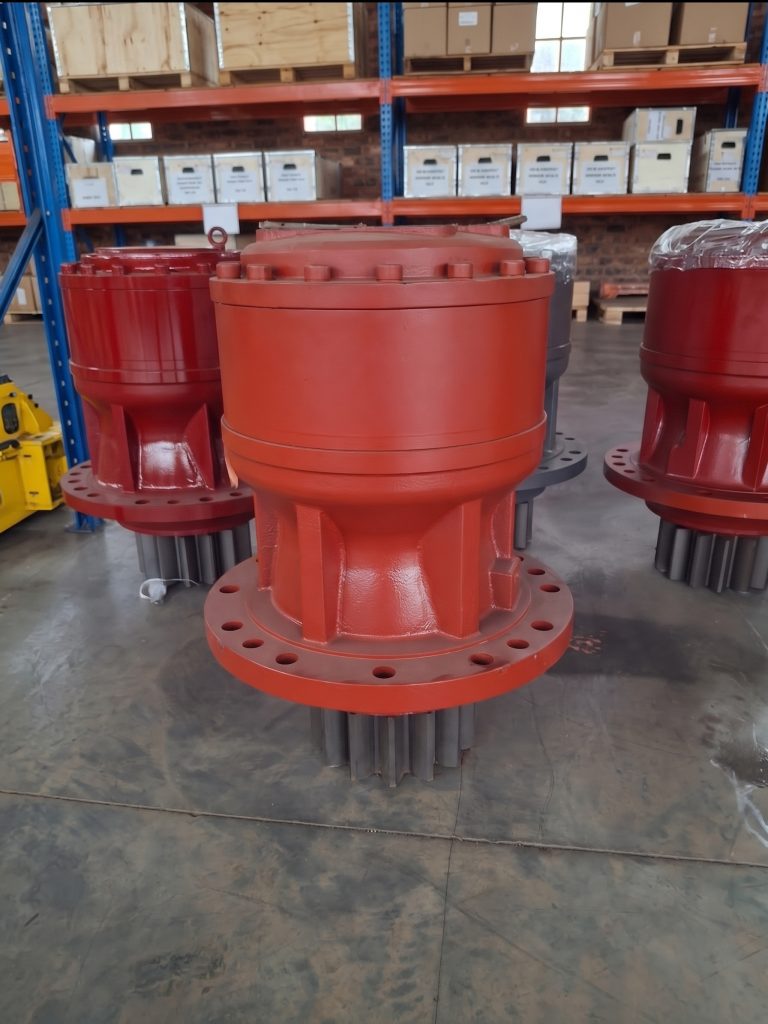 Doosan swing motor reduction assemblies in the Mid Plant warehouse